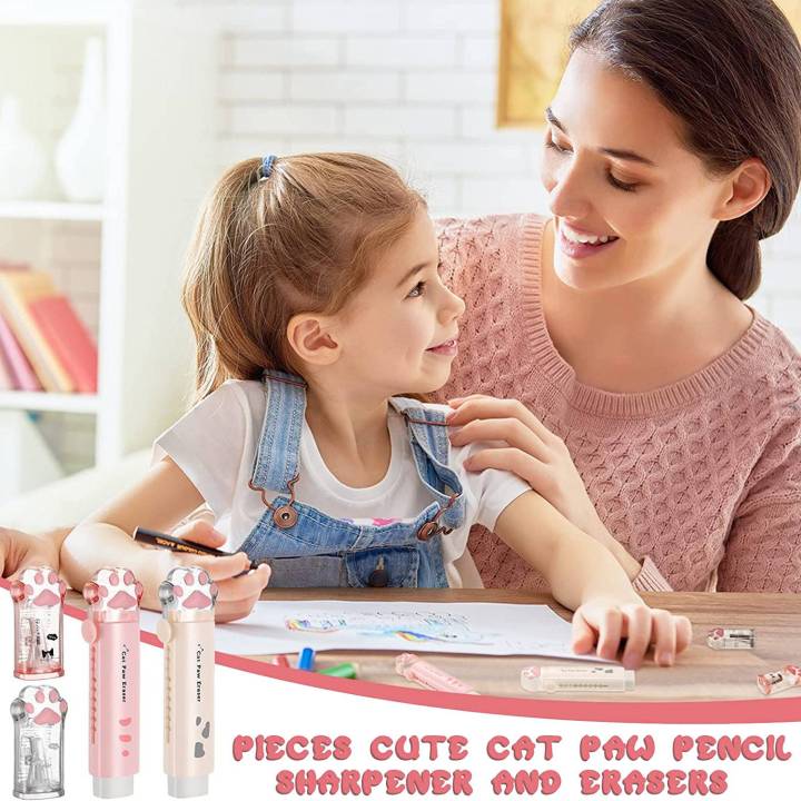4%20Pcs%20Cat%20Shaped%20Retractable%20Eraser%20Kawaii%20Pencil%20Sharpener%20-%20Image%204