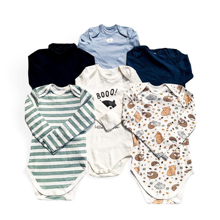 Cotton Printed Full Sleeve Baby Romper ( 0-36 Months ) - 1 Pcs ( Color Assorted)