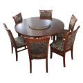 Sunrise Furniture 6-Seater Wooden Round Dining Table With Revolving Top - Walnut. 
