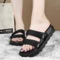 Black Brazilian KT Double Strap Waterproof Slipper For Women 6180-4  Plain Waterproof Slipper For Women. 