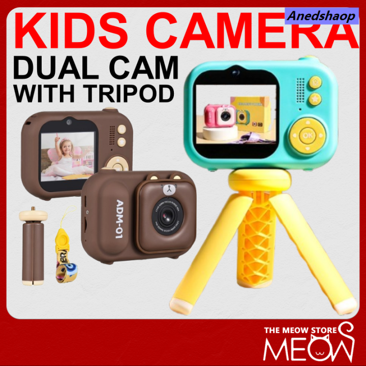 Anedshaop S11 Kids HD Digital Mini Camera Dual Lens 2point4inch women>women IPS Screen Built In Battery Selfie Tripod