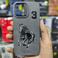 iPhone 1iPhone 11/11 Pro/11 Pro Max, 12/12 Pro/12 Pro Max, 13/13 Pro/13 Pro Max, 14/14 Pro/14 Pro Max, 15/15 Pro/15 Pro Max Back Cover Polo Case, Santa Barbara Embroidered Horse Series Leather Grey Black Luxury Case. 