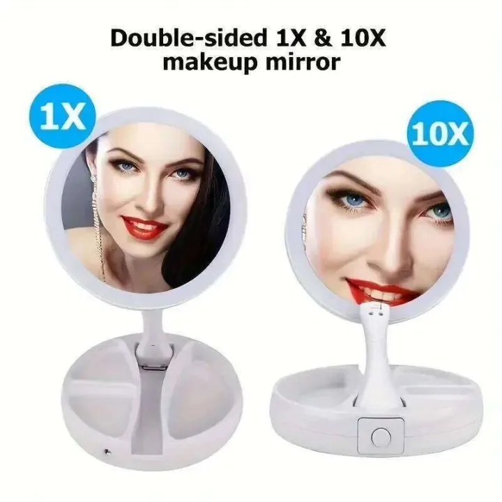 Dual%20Magnification%20Vanity%20Mirror%20-%201X%20&%2010X%20with%20White%20LED%20Lights,%20Foldable%20Compact%20Design%20for%20Professional%20Makeup%20Application%20-%20Image%206