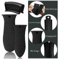 4-Piece Auxiliary Pan Handle Sleeve Pan Holder Handle Cover (Black). 