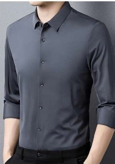 Plain%20Full%20Wrinkle%20Free%20Stretchable%20Shirt%20For%20Men%20-%20Image%203