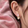 Elegant Light Luxury Flower Engraved Geometric Drop Earrings | Princess Cut Pearl Accents. 
