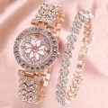 Elegant With Bracelet Gypsophila Watch Rose Gold Bling Bling Flower Diamond Watch Alloy Ladies Watch. 