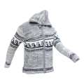 Light Grey/Black Colour Front Zipper Woolen Jacket For Men. 