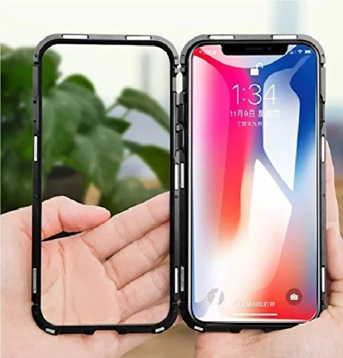 iPhone%2011%20(6.1)%20Magnetic%20Case%20360%C2%BA%20Magnetic%20Metal%20Bumper%20Transparent%20Tempered%20Glass%20only%20Back%20side%20-%20Image%204