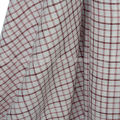 White/Maroon Checkered Unstitched Fabric For Shirt - 1 Meter. 