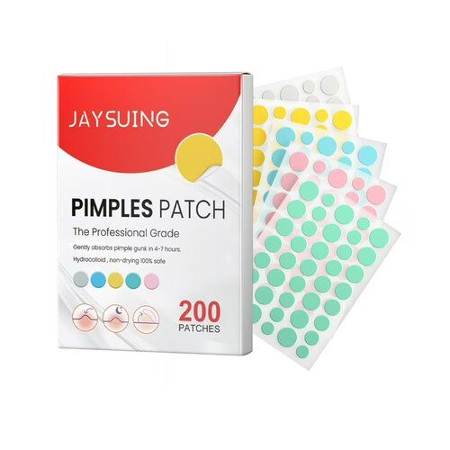 200 Counts Jaysuing Pimple Patches for Face, Hydrocolloid Acne Patches, Cute Star Zit Covers for Face, Colorful Spot Stickers with Tea Tree, Salicylic Acid & Cica Oil