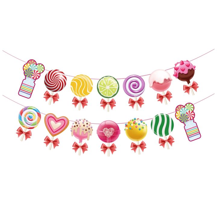 Party Decorations Set,Colorful Banner&Candy Themed Party Hanging Swirls Lollipop Decoration