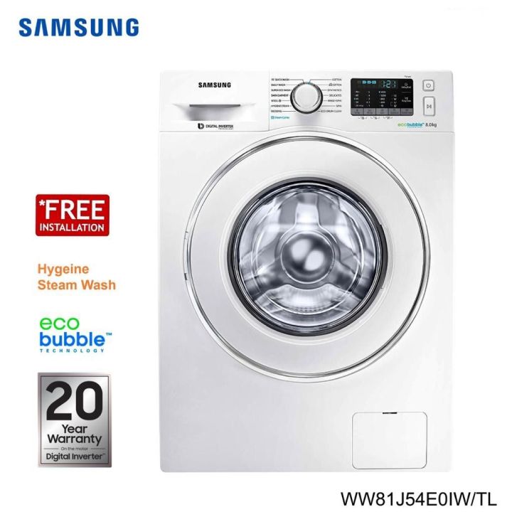 Samsung Ww81J54Eoiw/Tl 8 Kg Eco Bubble Front Load Fully Automatic Washing Machine - White Color
