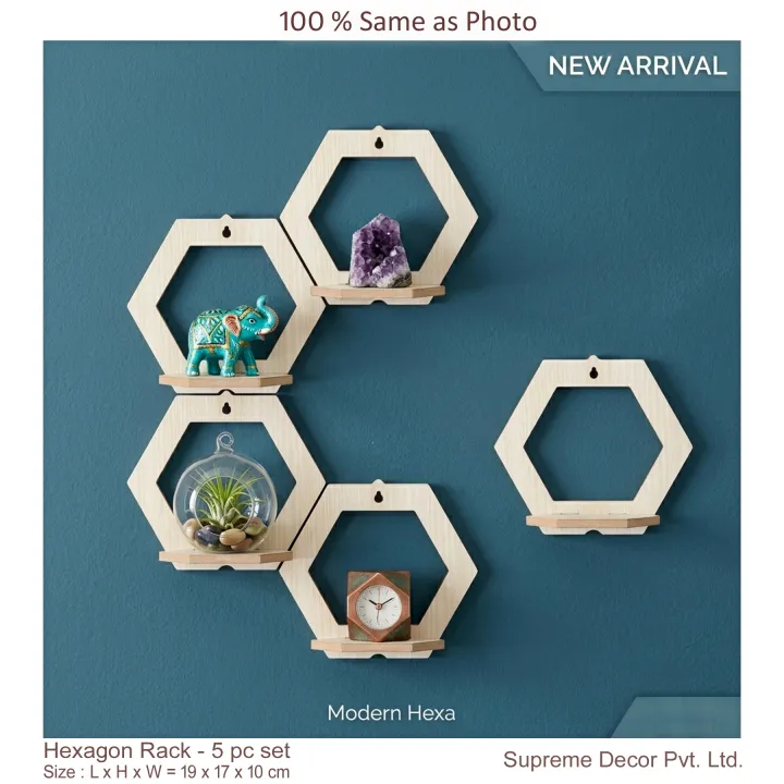 Formica%20laminated%20Hexagon%20Honeycomb%20Wall%20rack%20for%20Home%20Decor%20,%20Living%20Room%20&%20Office%20-%205%20pc%20set%20%20-%20Best%20Quality%20-%20By%20Supreme%20Decor%20-%20Image%207
