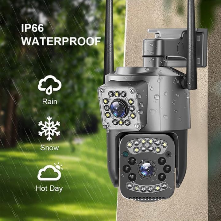 Dual Lens Security Camera V380 Pro Smart Home 4MP Auto Tracking Waterproof Outdoor Wireless WIFI IP Camera