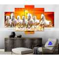 5 Panel Running Horse Wall Art Canvas with Wooden Frame 40 x 22 Inch. 