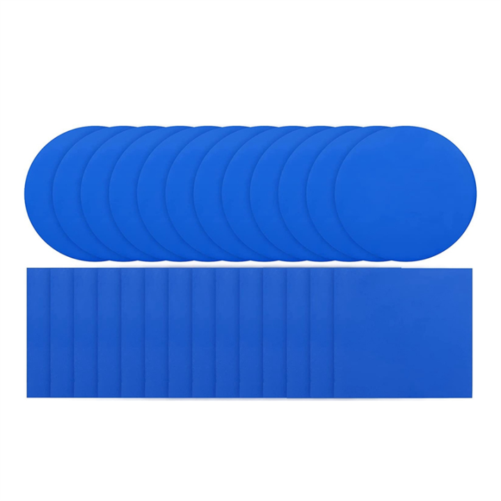 50 Self Adhesive PVC Pool Patch Repair Kit Square Round Air Mattress Patch Blue Pool Liner Patch Kit for Pools Boat Inflatable Products