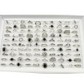 Yuanyan 30pcs/Lot Wholesale Antique Silver Color Finger Rings For Women New Black Acrylic Stone Crown Water Drop Angel Wing Jewelry Girl. 