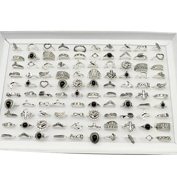 Yuanyan%2030pcs/Lot%20Wholesale%20Antique%20Silver%20Color%20Finger%20Rings%20For%20Women%20New%20Black%20Acrylic%20Stone%20Crown%20Water%20Drop%20Angel%20Wing%20Jewelry%20Girl%20-%20Image%203