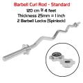 Iron Curl Bar with 2 Locks, 4 feet EZ curl Bar Zig Zag Curl Barbell with Spin Lock - Gym Equipment. 
