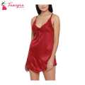 Fancyra Women Sexy Satin Babydoll Nightwear Dress Babydoll Dress For Sexy Lingerie Nighty For Women Free Size Rose Red Color. 