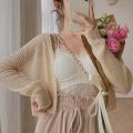 Sunscreen Cardigan Top Women's Summer Thin Summer Knitted Cardigan Long-sleeved Black Outer Short Air-conditioning Shirt. 