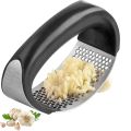 Stainless Steel Silver With Black Handle Garlic Press Crusher Ginger Mincer. 