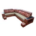 Sunrise Furniture Hs-28 L-Shape Wooden Sectional Sofa - Brown. 
