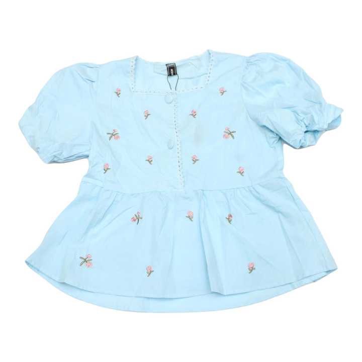 Blue Flower Printed Crop T-shirt For Women