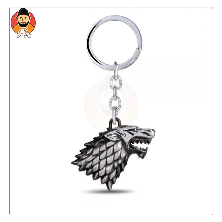 Game of Thrones Keychain House Stark Metal Wolf Keyring Winter is