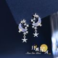 【Fresh designs】Moon Splash Star River Earrings Women's Water Light Niche Dreamy Sweet Earrings Advanced Sense Earrings. 