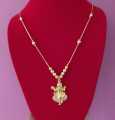 Pure Gold Plated Chain With Ganesh Shaped Locket With White Stone And Ruby For Women. 