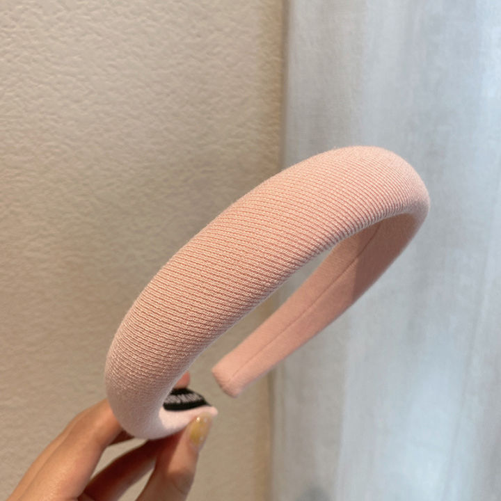 Korean Style Wide Sponge Solid Color Headband High Skull Top Women Summer Internet Celebrity New Trendy Hairband Versatile for Going Out