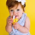 Mumlove Baby Banana Yellow Infant Toothbrush - Easy to Hold, Train Infants for Oral Hygiene & Teething. 