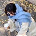 1PC New Soft Winter Cashmere Scarf Solid Color Warm Long Tassel Scarves Mohair Thickened Wrap Shawls For Women Girls. 