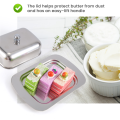 Stainless Steel Butter Dish Storage Keeper Tray with Easy to Hold Lid. 