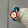 【Top-notch quality】Red and Blue Color-Block Round Small Dial Fashion Niche High-End Watch for Women Wildberry Watch Female Students. 