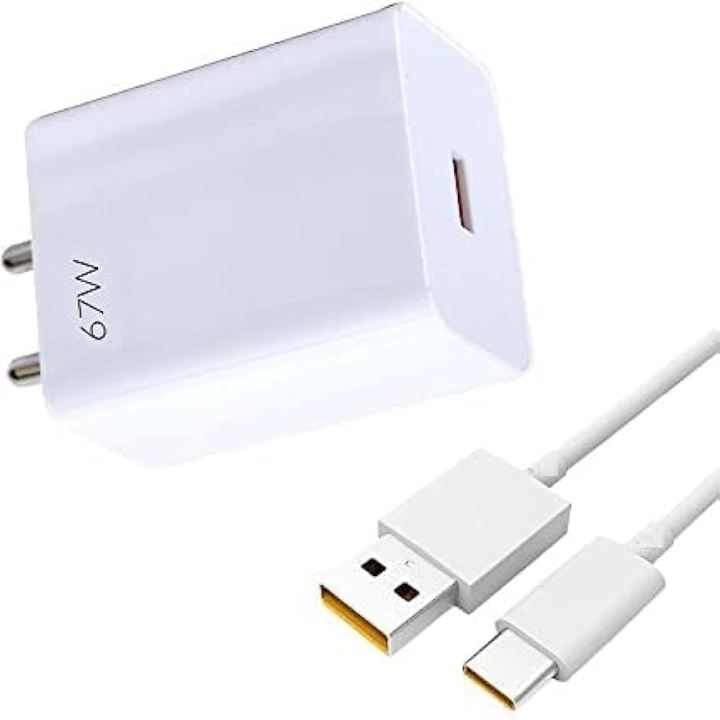 67W Fast Charger Adapter and Type C Cable Compatible White Color