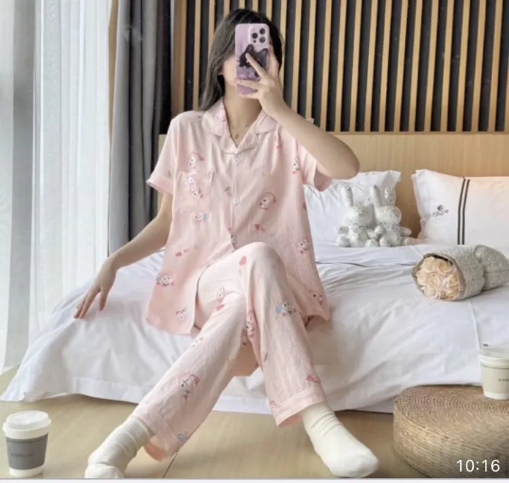 Printed%202Pcs%20Short%20Sleeve%20Pajama%20Set%20For%20Womens%20Summer%20Casual%20Silk%20Satin%20Button%20Sleepwear%20Ladies%20-%20Image%206