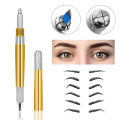 Microblading Pen with Needles Permanent Makeup Pen Machine for Manual Eyebrow Tattoo (Gold). 