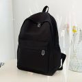 New Durable Nylon Unisex College Backpack in Solid Black. 