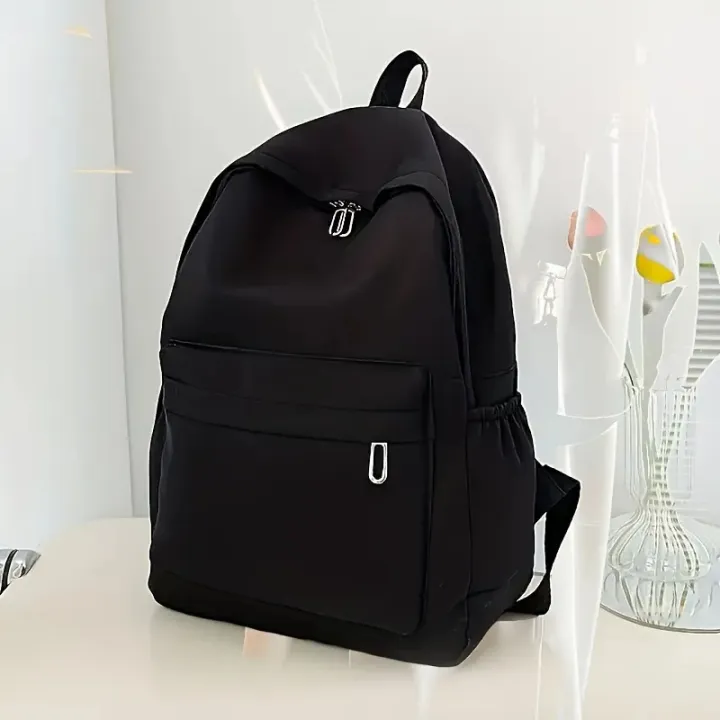 New%20Durable%20Nylon%20Unisex%20College%20Backpack%20in%20Solid%20Black%20-%20Image%202