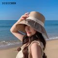DISICHEN Portable 2023 new Women's bucket hat Solid bow style Panama caps fashion luxury hat fisherman hat Ladies summer sun Travel Beach Hat. 