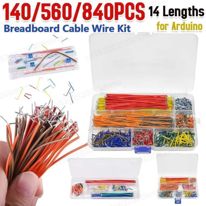 140/560/840 Breadboard Wires with Clear Box Jumper Cable U Shape 14 ...