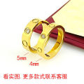 【Mega Sale】V gold plated mi gold card plus a small diamond ring women's fashion jewelry trend. 