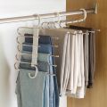 Pants Hangers 5 Layers Multi Functional Pants Rack Non-Slip Clothes Closet Storage Organizer for Pants Skirts Scarf. 