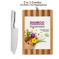 2-in-1 Combo: Stainless Steel Kitchen Knife & Wooden Chopping Board | Multipurpose Non-Slip Cutting Board for Vegetables & Fruits | Kitchen Accessories. 