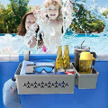 Outdoor Pool Storage Container Basket with Pool Cup Holder, Outdoor Pool Storage Container Basket for Above Pool/Frame Pool. 