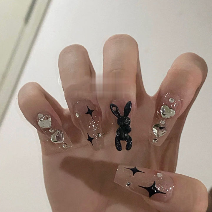 24pcs%20Matte%20Y2k%20Nails%20Press%20On%20Long%20Coffin%20Frosted%20Chinese%20Style%20False%20Nails%20With%20Ink%20Painting%20Designs%20Full%20Cover%20Nail%20Tips%20-%20Image%207