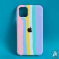 Apple iPhone 13 Back cover Liquid Rainbow Silicone Case with Apple Logo Multicolor (Blue / Rainbow / Candy) - Color may Vary. 